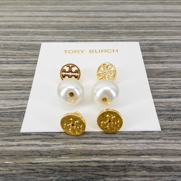 Tory Burch Miller Pearl Drop Earrings White/Gold OS - Picture 13 of 14